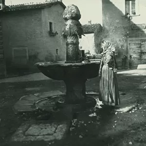 Popolana to a fountain in front of the Sanctuary of Santa Maria della Quercia near Viterbo