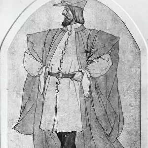 Portrait of a man. Drawing by Hans Holbein, in the British Museum in London