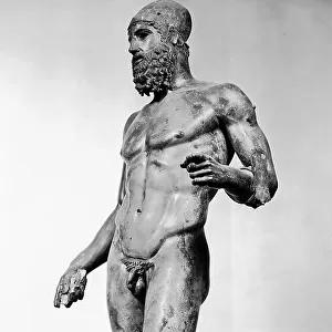 One of the two Riace Bronze Statues: Warrior B. Bronze statue, temporarily exposed at the National Arcaheological Museum of Florence and today preserved at National Museum of Reggio Calabria