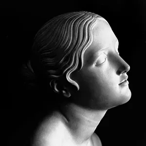 The sculpture titled Faith in God, by Lorenzo Bartolini. Face detail. Museo Poldi Pezzoli, Milan