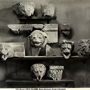 A series of gutters with lions heads, from the Temples of Agrigento. The archaeological finds are at the Regional Archaeological Museum of Palermo