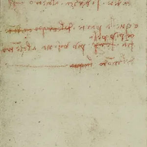 Study on falling bodies, writings from the Codex Forster III, c.51r, by Leonardo da Vinci, housed in the Victoria and Albert Museum, London