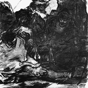 Study of figures, drawing by Goya, in the Prado Museum in Madrid