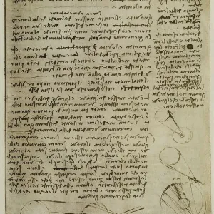 Various notes on physics, written by Leonardo da Vinci, part of the Arundel Codex 263, c.204r, housed in the British Museum of London Various notes on physics, written by Leonardo da Vinci, part of the Arundel Codex 263, c.204r, housed in the British Museum of London