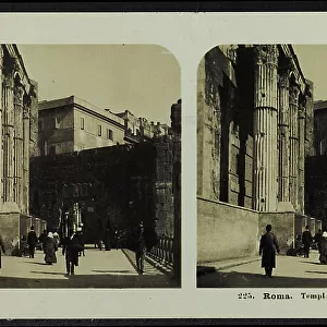 View of the Forum of Augustus in Rome, with the columns of the Temple of Mars Ultor and the Arch of the Pantani; Stereoscopic photography