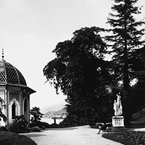 View of the garden of Villa Melzi in Bellagio on Lake Como