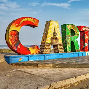 Colombia, Cartagena, letters spelling out Cartagena