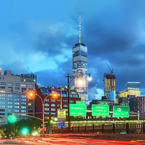 New York City, Lower Manhattan, view of the Freedom Tower from Tribeca