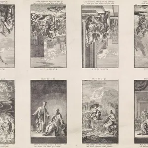 Eight New Testament scenes on a leaf Print, etching on paper Eight New Testament scenes on a leaf Print, etching on paper
