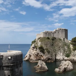 Ancient Fortress Print: Dubrovnik Cliff Edge Defense