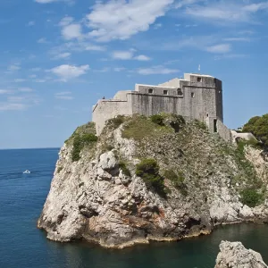 Ancient Fortress Print: Dubrovnik Cliff Edge Protection