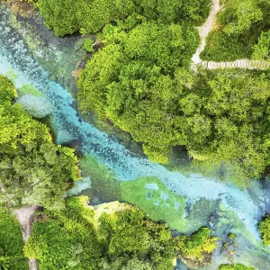 Top Down Print of The Blue Eye from a Drone, Albania Top Down Print of The Blue Eye from a Drone, Albania