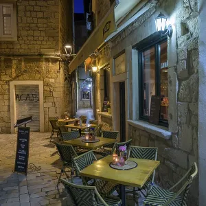 Empty Cafe Print, Trogir, Croatia Empty Cafe Print, Trogir, Croatia