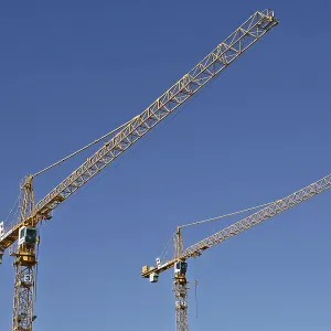 Two Construction Cranes Print Two Construction Cranes Print