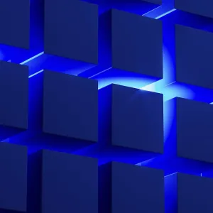 Estructuras de Cubo: Un Arreglo Geométrico Atractivo Iluminado por Luz Azul Estructuras de Cubo: Un Arreglo Geométrico Atractivo Iluminado por Luz Azul