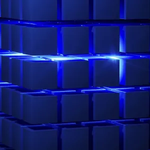 Blue Light Cube Structure Print: Modern Geometric Design Blue Light Cube Structure Print: Modern Geometric Design