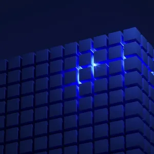 Blue Light Cube Structure Print: Modern Geometric Design Blue Light Cube Structure Print: Modern Geometric Design