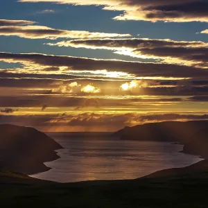 deserted, no one, No People, nobody, uninhabited, empty, evening sun, setting sun, in the evening sun, evening sunshine, Evening sunlight, evening, evenings, water, waters, waterfront, water body, body of water, sun, nature, open air, Norway