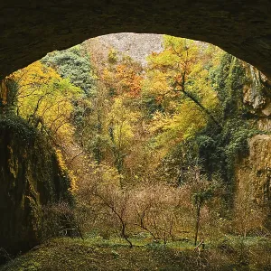 The Landscape Inside a Cave Rock Print