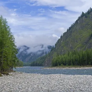 Low Clouds in Siberian Gorge River Oka Print Low Clouds in Siberian Gorge River Oka Print