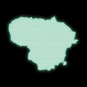 Map of Lithuania Print on Dark Background