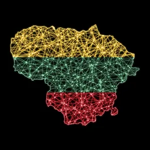 Map of Lithuania, Polygonal Mesh Line Print