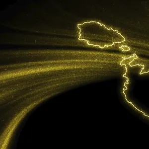 Gold Glitter Map of Malta Print on Dark Background