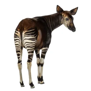 Rear view of an Okapi, Print, isolated on white Rear view of an Okapi, Print, isolated on white