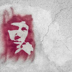 Red Face Stencil Graffiti Print Red Face Stencil Graffiti Print