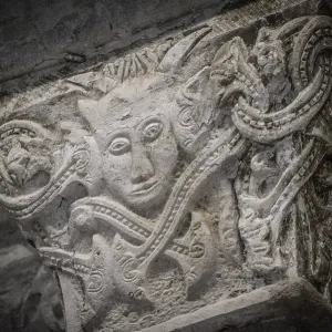 Romanesque Capital with Devil Print, 10th century Spain Romanesque Capital with Devil Print, 10th century Spain