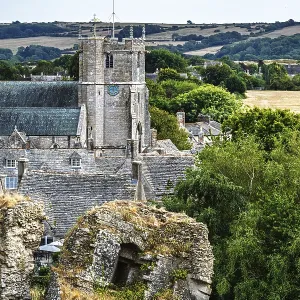 Ruins of Corfe Castle Print, Dorset, England Ruins of Corfe Castle Print, Dorset, England