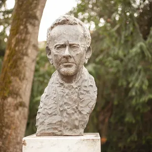 Statue, bust of Peter Rosegger Print, Leoben, Austria Statue, bust of Peter Rosegger Print, Leoben, Austria