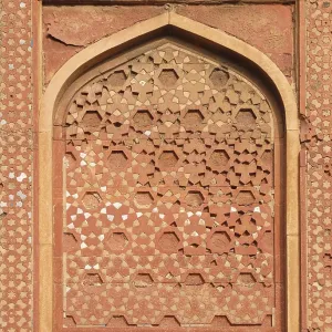 Red Fort Temple Wall Stone Pattern Print, Agra, India Red Fort Temple Wall Stone Pattern Print, Agra, India