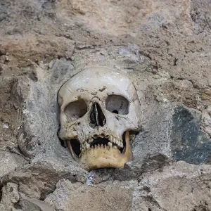 Stone Structure with Human Skulls Print, Nis, Serbia Stone Structure with Human Skulls Print, Nis, Serbia