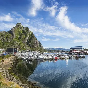 Svolvaer harbor, Austvagoy island, Lofoten, Nordland, Norway, Europe