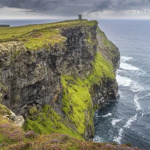 Cliffs of Moher Print: Tourist Trail to Moher Tower, Ireland