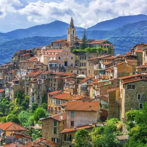 View of Apricale Print, Liguria, Italy View of Apricale Print, Liguria, Italy
