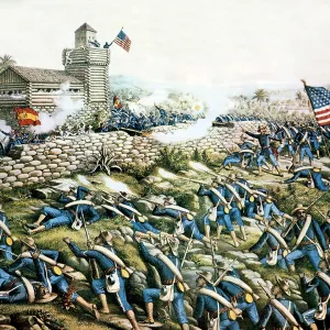 Print of the Battle of San Juan Hill, depicting Buffalo Soldiers Print of the Battle of San Juan Hill, depicting Buffalo Soldiers