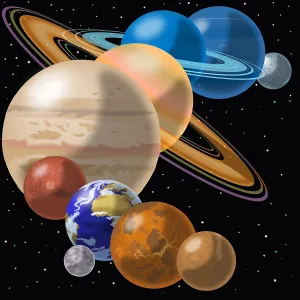 Print of Illustrated Planets and Pluto in the Solar System Print of Illustrated Planets and Pluto in the Solar System