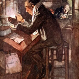 A Christmas Carol Print: Bob Cratchit at Candle A Christmas Carol Print: Bob Cratchit at Candle