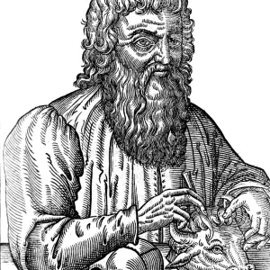 Print of Hippocrates, a Greek physician in classical attire Print of Hippocrates, a Greek physician in classical attire