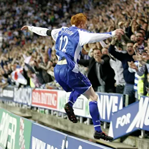 Dave Kitson leaps the advertising boards to celebrate with the fans