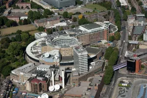 Television Prints: Print of Television Centre, a purpose-built BBC headquarters in London