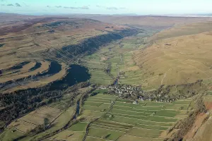 Prints of The village of Kettlewell in Upper Wharfedale, North Yorkshire, 2024 England from the Air - Landscapes, Cities and Heritage: Kettlewell Village Print from England from the Air