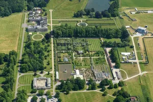 Prints of The walled garden and stables at Castle Howard, North Yorkshire, 2022 England from the Air - Landscapes, Cities and Heritage: Castle Howard Walled Garden Print