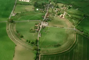 Prints of AVEBURY STONE CIRCLE, Wiltshire. Aerial view Wiltshire Prints: Avebury Stone Circle Print: Aerial View of Wiltshire Monument