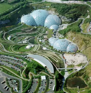 Prints of EDEN PROJECT, Cornwall. Aerial view Aerial Views of England - Landscapes, Cities and Heritage from Above: Eden Project Print, Cornwall Aerial View