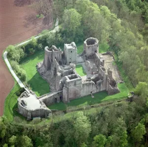 Prints of GOODRICH CASTLE, Herefordshire. Aerial view Herefordshire Prints: Goodrich Castle Aerial Print