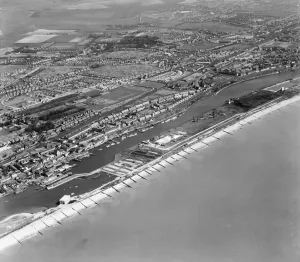 Prints of Shoreham Harbour and environs, Southwick, West Sussex. Photographed by Aerofilms Ltd in March 1948 Sussex Prints: Shoreham Harbour Print, 1948 Aerial Photograph