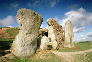 Prints of WEST KENNET LONG BARROW, Wiltshire. Stones at the entrance Wiltshire Prints: West Kennet Long Barrow Print: Entrance Stones